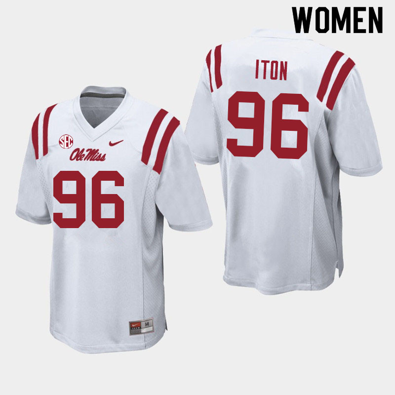 Isaiah Iton Ole Miss Rebels NCAA Women's White #96 Stitched Limited College Football Jersey MTP7058GF